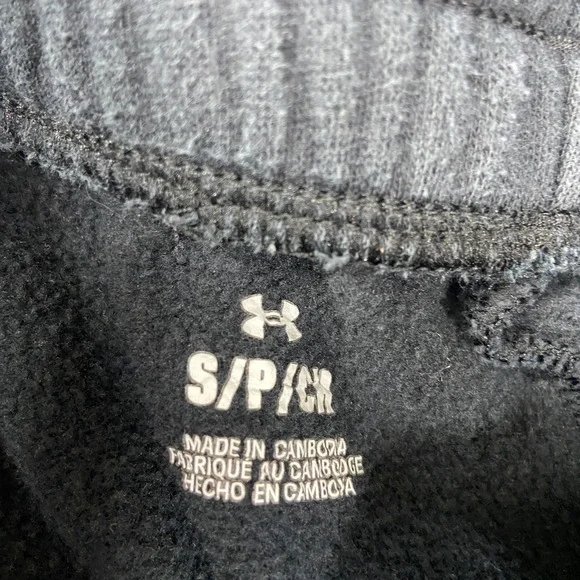 Under Armour Baggy Sweatpants Small Black Fleece Lined Drawstring Flat Front - Picture 4 of 9